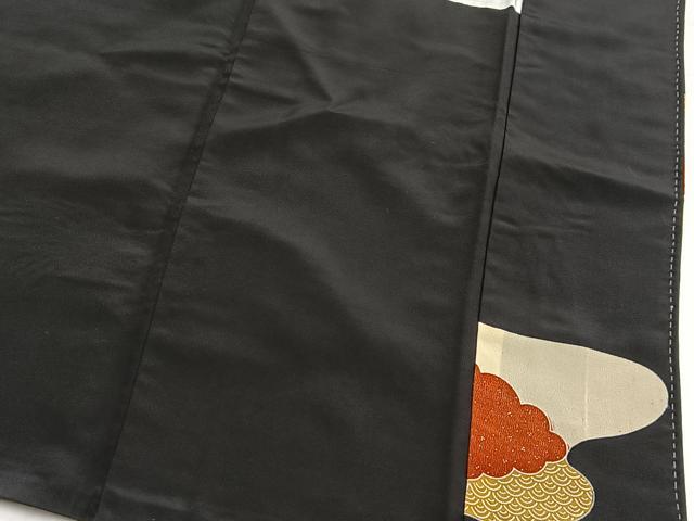 平和屋着物■黒留袖 刺繍 尾長鳥松竹梅文 金彩 銀糸 洗える着物 BAAX9396yc