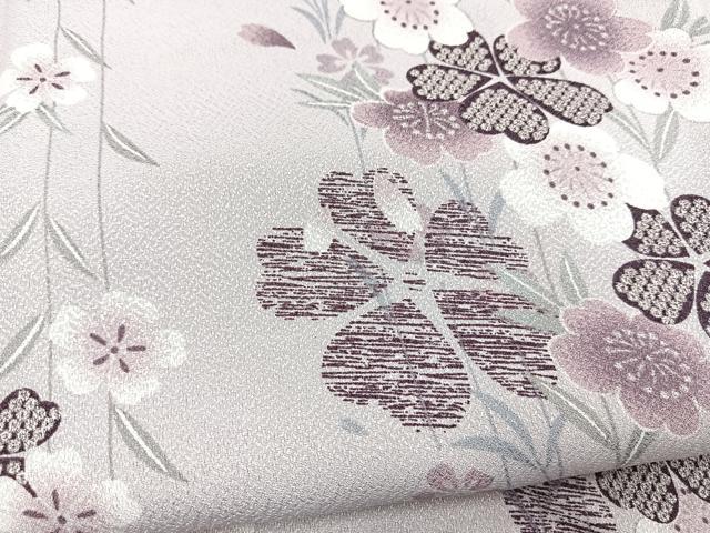 平和屋着物●小紋 草花文 洗える着物 BAAX9413yc