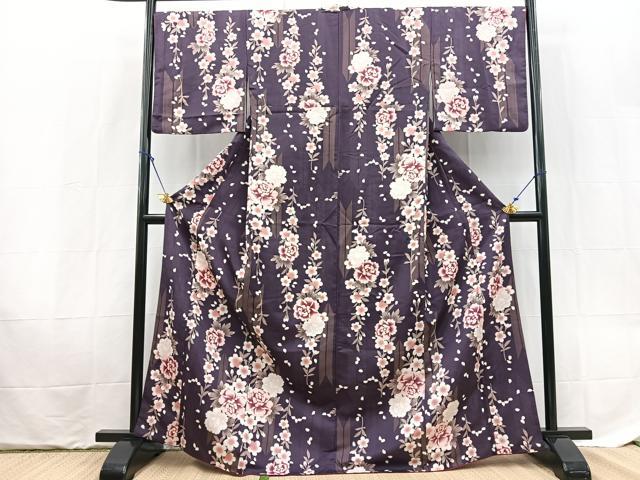 平和屋着物■小紋 矢羽花文 洗える着物 BAAX9414yc
