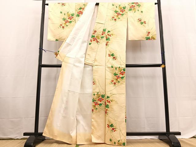 平和屋着物■小紋 草花文 暈し染め 洗える着物 未使用 BAAX9419yc