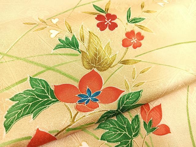 平和屋着物■小紋 草花文 暈し染め 洗える着物 未使用 BAAX9419yc