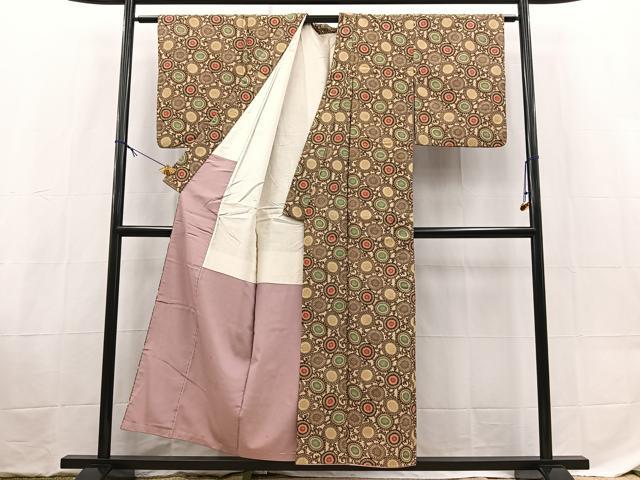 平和屋着物■上質な小紋 花唐草文 正絹 逸品 BAAX9432yc