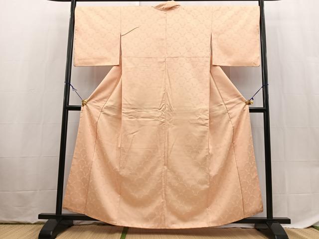 平和屋着物■色無地 源氏車青海波地紋 雄黄色 洗える着物 BAAX9438yc