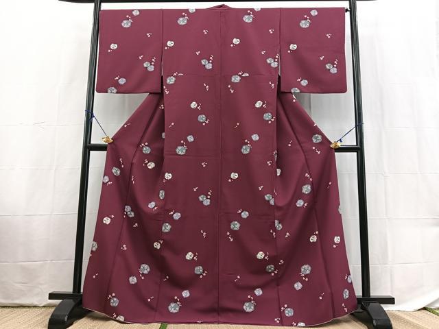 平和屋着物■小紋 草花文 洗える着物 BAAX9452yc