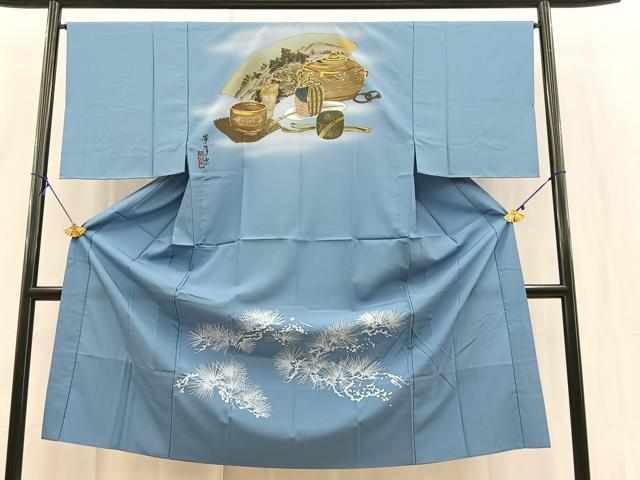 平和屋着物■男性 長襦袢 無双仕立て 茶道具 金彩 洗える着物 未使用 BAAX9456yc