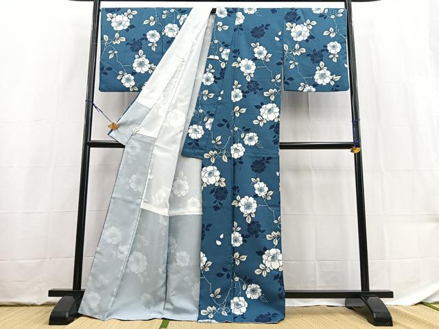 平和屋着物■小紋 椿文 洗える着物 BAAX9473yc