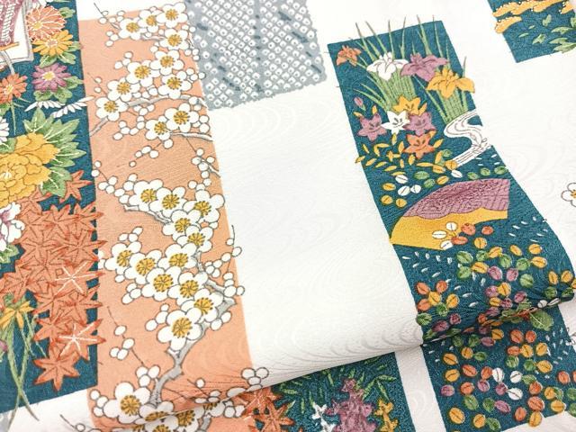 平和屋着物■小紋 熨斗花文 洗える着物 未使用 BAAX9475yc