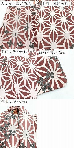 平和屋着物■小紋 麻の葉雪輪花文 洗える着物 BAAX9478yc