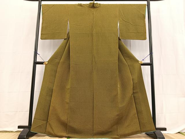 平和屋着物■小紋 幾何学文様 鬼しぼ縮緬 洗える着物 BAAX9487yc