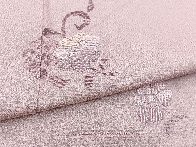 平和屋着物■中国三大刺繍 相良刺繍 色留訪問着 総刺繍 花唐草文 薄柿色 洗える着物 BAAX9492yc