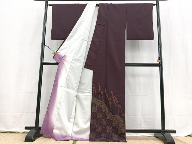平和屋着物■訪問着 草花文 洗える着物 BAAX9495yc