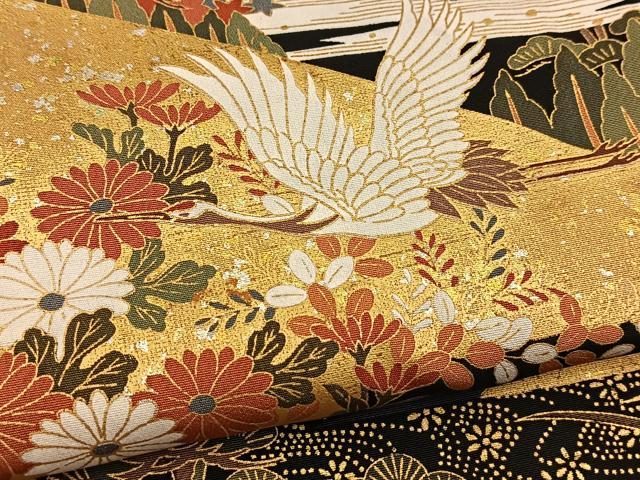 平和屋着物■豪華黒留袖 飛鶴風景文 金銀彩 正絹 逸品 BAAX9513yc