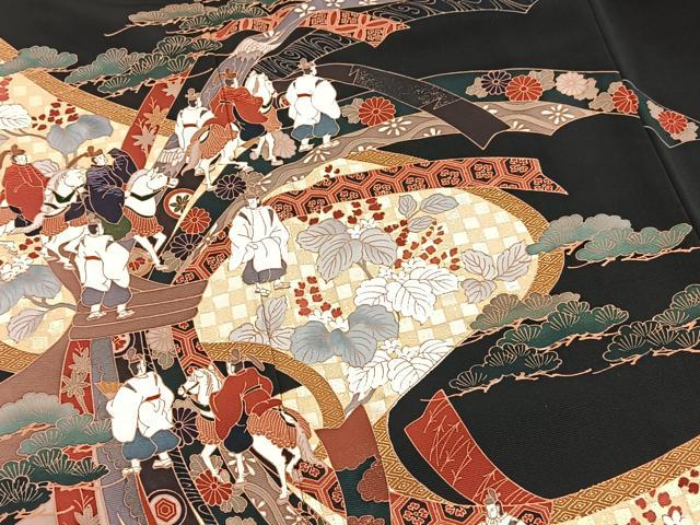 平和屋着物■豪華黒留袖 作家物 刺繍 束ね熨斗人物文 金銀彩 正絹 逸品 BAAX9522yc