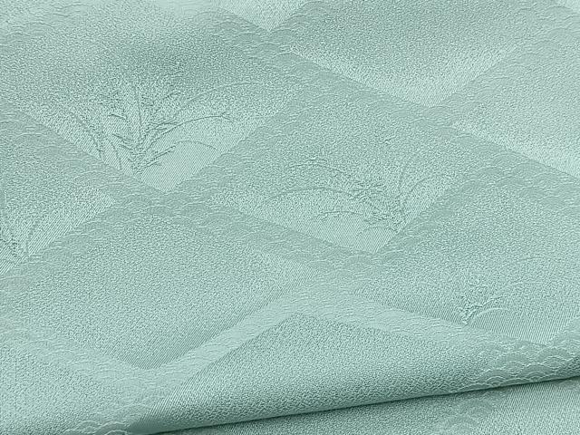 平和屋着物■上質な色無地 菱つなぎ花地紋 水浅葱色 正絹 逸品 BAAX9528yc