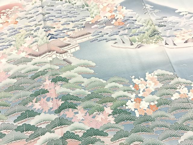 平和屋着物■豪華色留袖 友禅 作家物 松竹梅風景文 暈し染め 正絹 逸品 BAAX9533yc