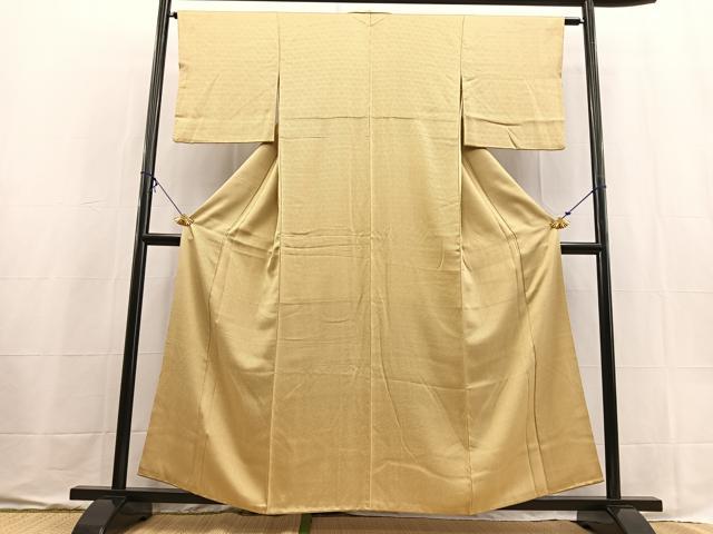平和屋着物■上質な色無地 鮫小紋柄地紋 浅黄色 正絹 逸品 BAAX9547yc