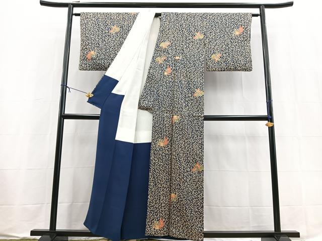 平和屋着物■上質な小紋 花蝶文 正絹 逸品 BAAX9550yc