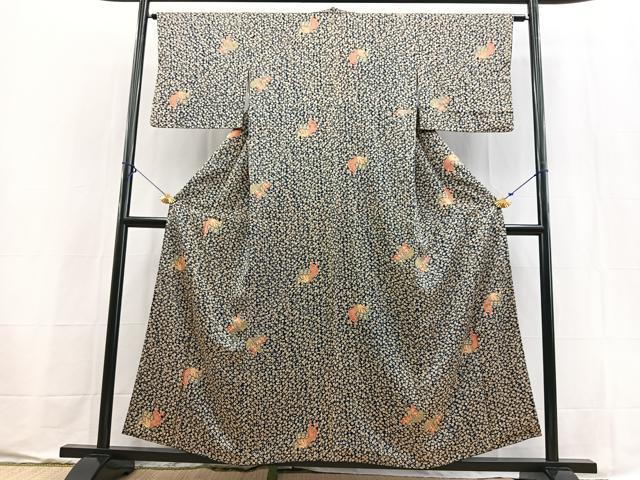 平和屋着物■上質な小紋 花蝶文 正絹 逸品 BAAX9550yc