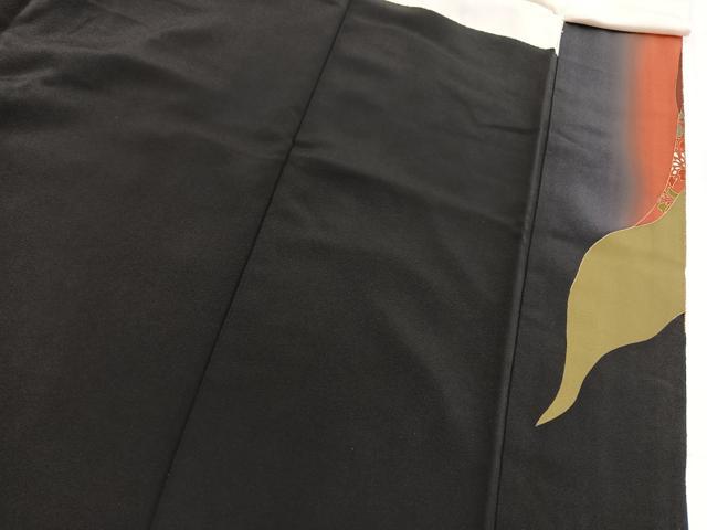 平和屋着物■豪華黒留袖 地紙更紗花文 暈し染め 金銀彩 正絹 逸品 BAAX9551yc