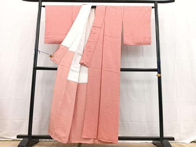 平和屋着物■上質な色無地 氷割れ地紋 薄紅色 正絹 逸品 未使用 BAAX9552yc