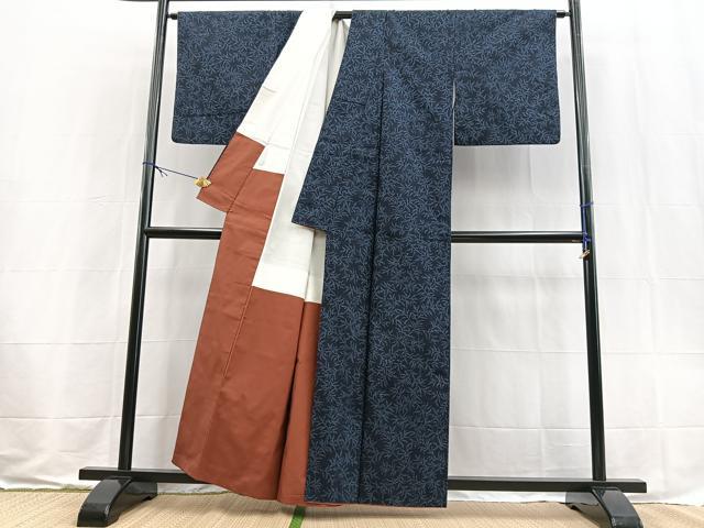 平和屋着物■上質な紬 草葉文 正絹 逸品 BAAX9554yc