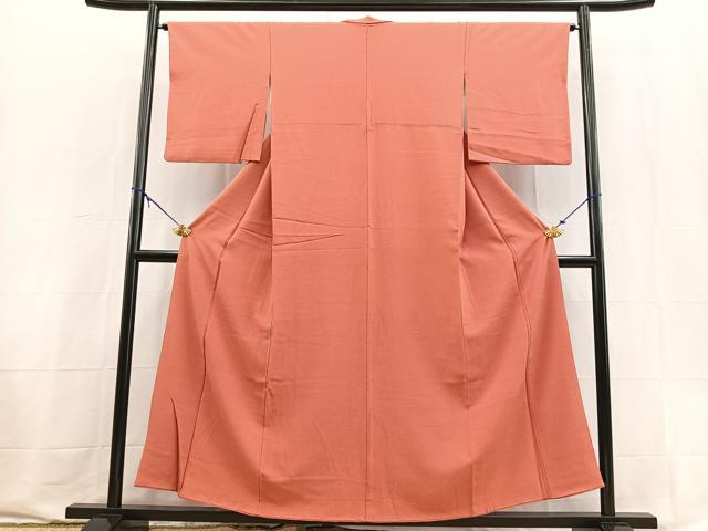 平和屋着物■上質な紬 色無地 真朱色 正絹 逸品 BAAX9557yc