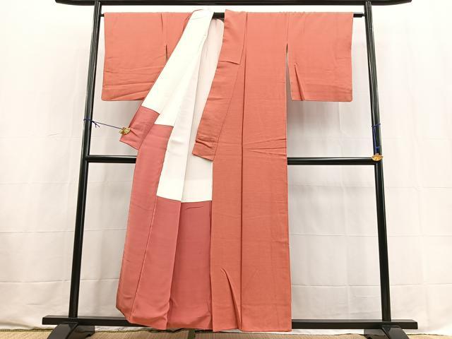 平和屋着物■上質な紬 色無地 真朱色 正絹 逸品 BAAX9557yc