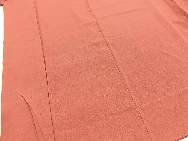 平和屋着物■上質な紬 色無地 真朱色 正絹 逸品 BAAX9557yc