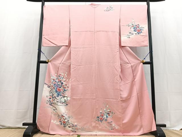平和屋着物●訪問着 刺繍 風景花文 暈し染め 正絹 逸品 BAAX9570yc