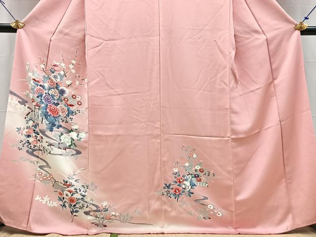 平和屋着物●訪問着 刺繍 風景花文 暈し染め 正絹 逸品 BAAX9570yc