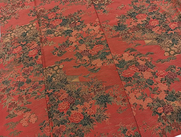 平和屋着物■上質な小紋 立波風景花鳥文 正絹 逸品 BAAX9575yc