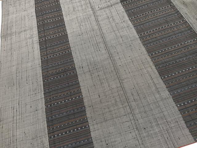 平和屋着物■上質な紬 間道 黒地 正絹 逸品 BAAX9576yc