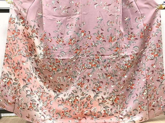 平和屋着物●訪問着 更紗花文 暈し染め 正絹 逸品 BAAX9578yc