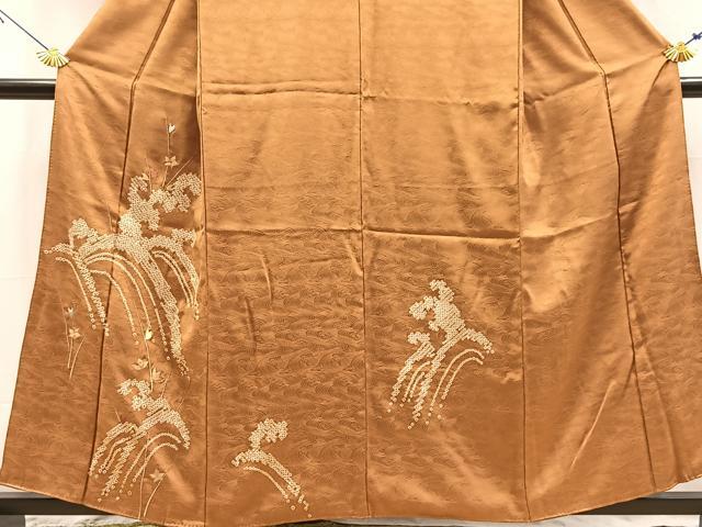 平和屋着物■訪問着 絞り 刺繍 立波草葉文 金銀糸 正絹 逸品 BAAX9580yc