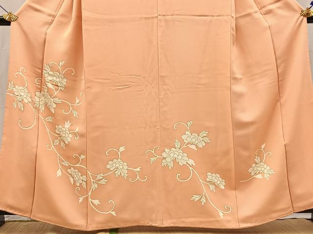 平和屋着物●訪問着 刺繍 牡丹唐草文 金彩 正絹 逸品 BAAX9584yc