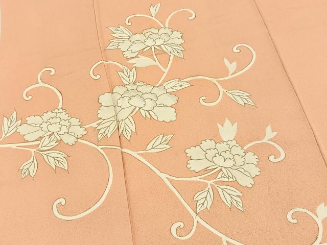 平和屋着物●訪問着 刺繍 牡丹唐草文 金彩 正絹 逸品 BAAX9584yc
