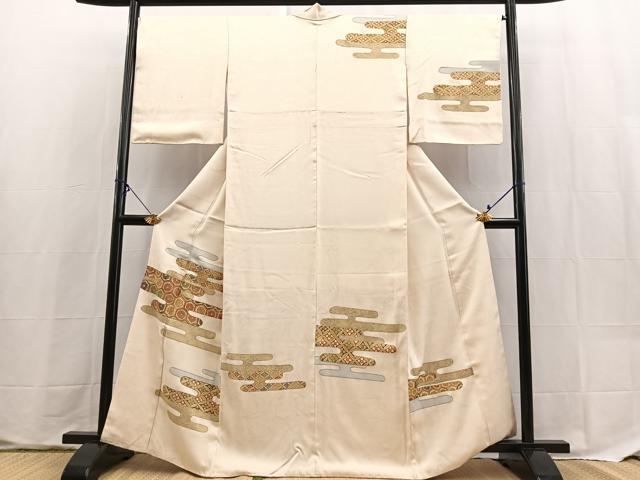 平和屋着物●訪問着 駒刺繍 吉祥エ霞文 金彩 正絹 逸品 BAAX9587yc