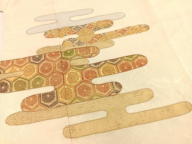 平和屋着物●訪問着 駒刺繍 吉祥エ霞文 金彩 正絹 逸品 BAAX9587yc