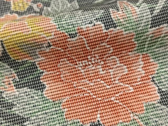 平和屋着物■上質な紬 立波花文 黒地 正絹 逸品 未使用 BAAX9591yc