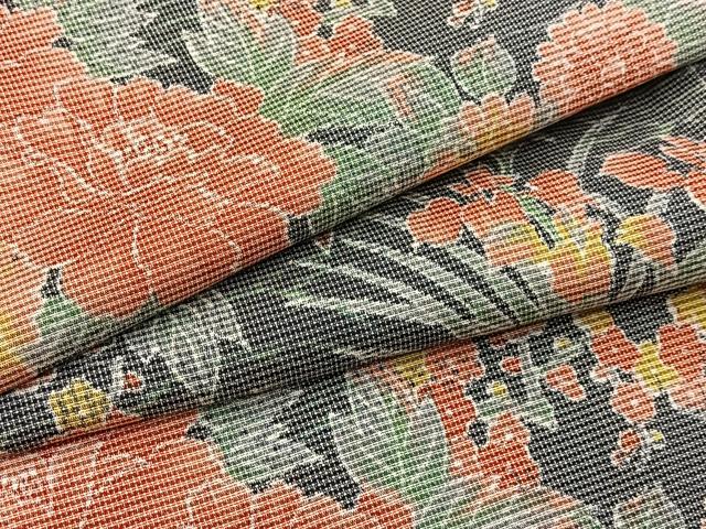 平和屋着物■上質な紬 立波花文 黒地 正絹 逸品 未使用 BAAX9591yc