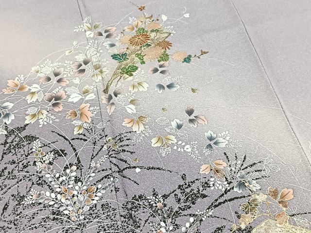 平和屋着物■訪問着 扇草花文 暈し染め 金銀彩 正絹 逸品 BAAX9593yc