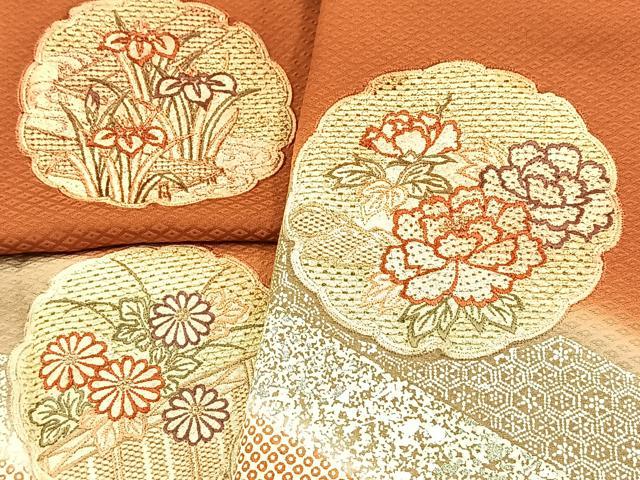 平和屋着物■中国三大刺繍 スワトウ刺繍 訪問着 雪輪花文 暈し染め 金銀彩 正絹 逸品 未使用 BAAX9594yc