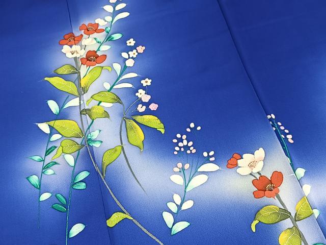 平和屋着物■訪問着 手描き 草花文 暈し染め 正絹 逸品 BAAX9595yc
