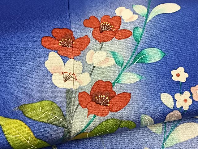 平和屋着物■訪問着 手描き 草花文 暈し染め 正絹 逸品 BAAX9595yc