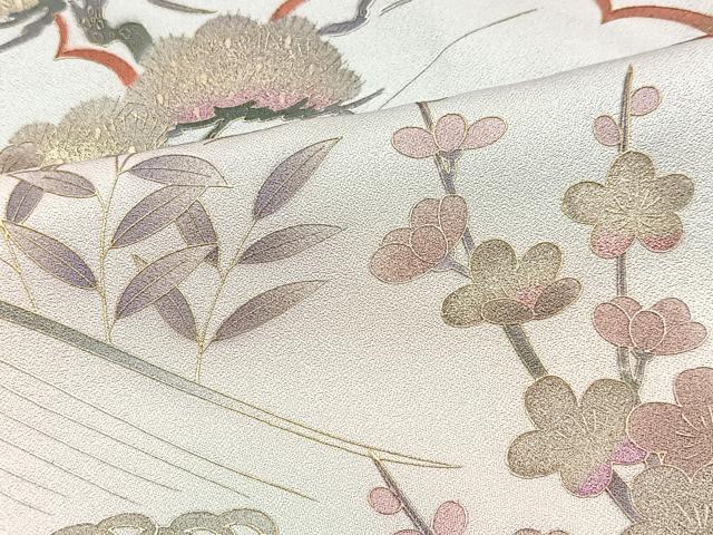 平和屋着物●訪問着 松竹梅立波文 暈し染め 金銀彩 正絹 逸品 BAAX9599yc