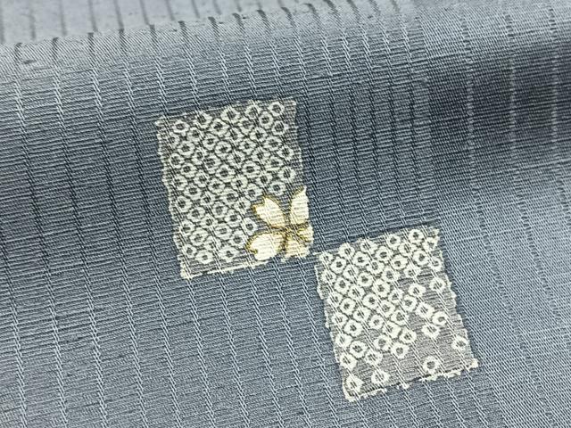 平和屋着物●上質な小紋 紬地 雪輪南天文 金彩 正絹 逸品 BAAX9608yc
