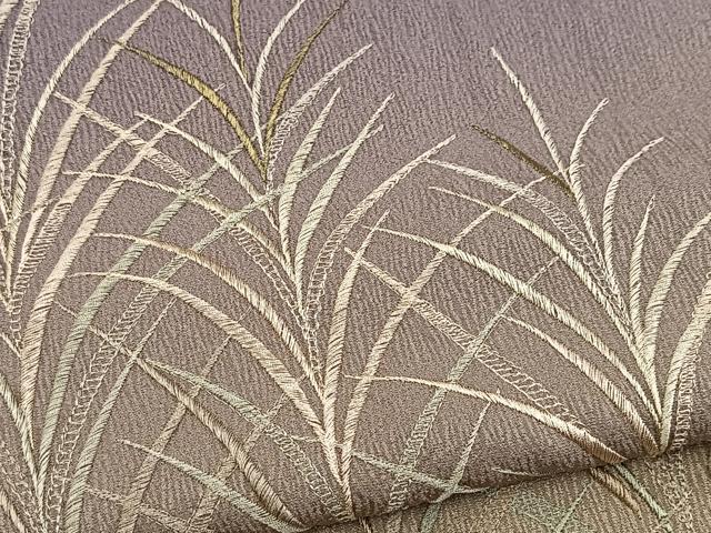 平和屋着物●訪問着 総刺繍 草葉文 暈し染め 金糸 正絹 逸品 BAAX9615yc