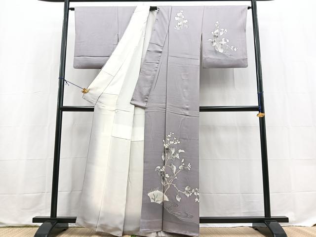 平和屋着物■中国三大刺繍 相良刺繍 訪問着 駒刺繍 流水花文 暈し染め 正絹 逸品 BAAX9617yc