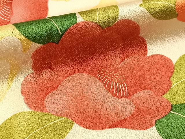 平和屋着物■上質な小紋 椿 暈し染め 正絹 逸品 BAAX9619yc