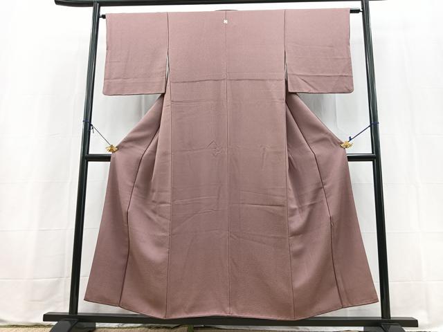 平和屋着物■上質な色無地 霞地紋 梅鼠色 正絹 逸品 BAAX9620yc